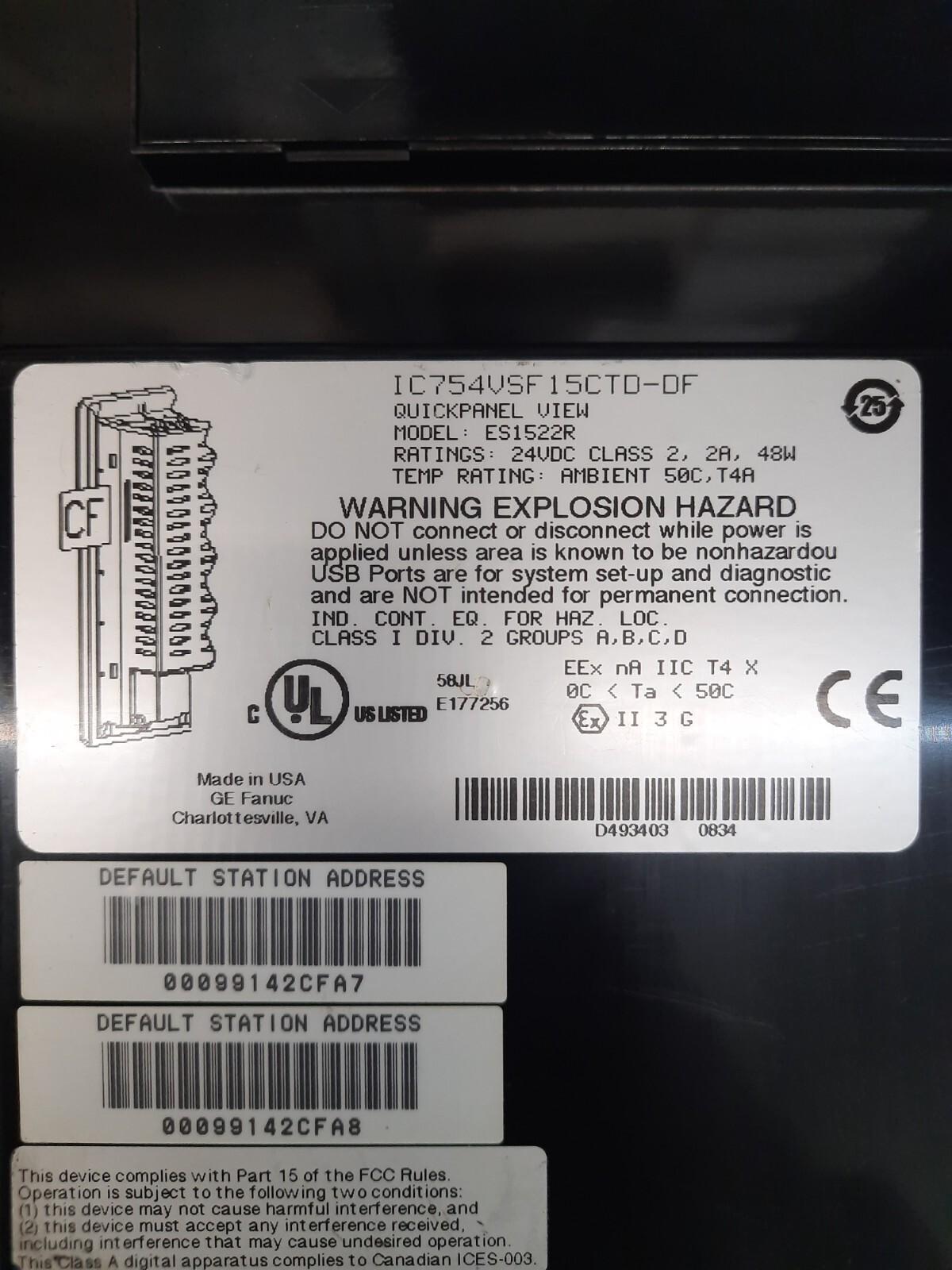 Ge Fanuc QuickPanel View ES1522R IC754VSF15CTD-DF spedizione veloce