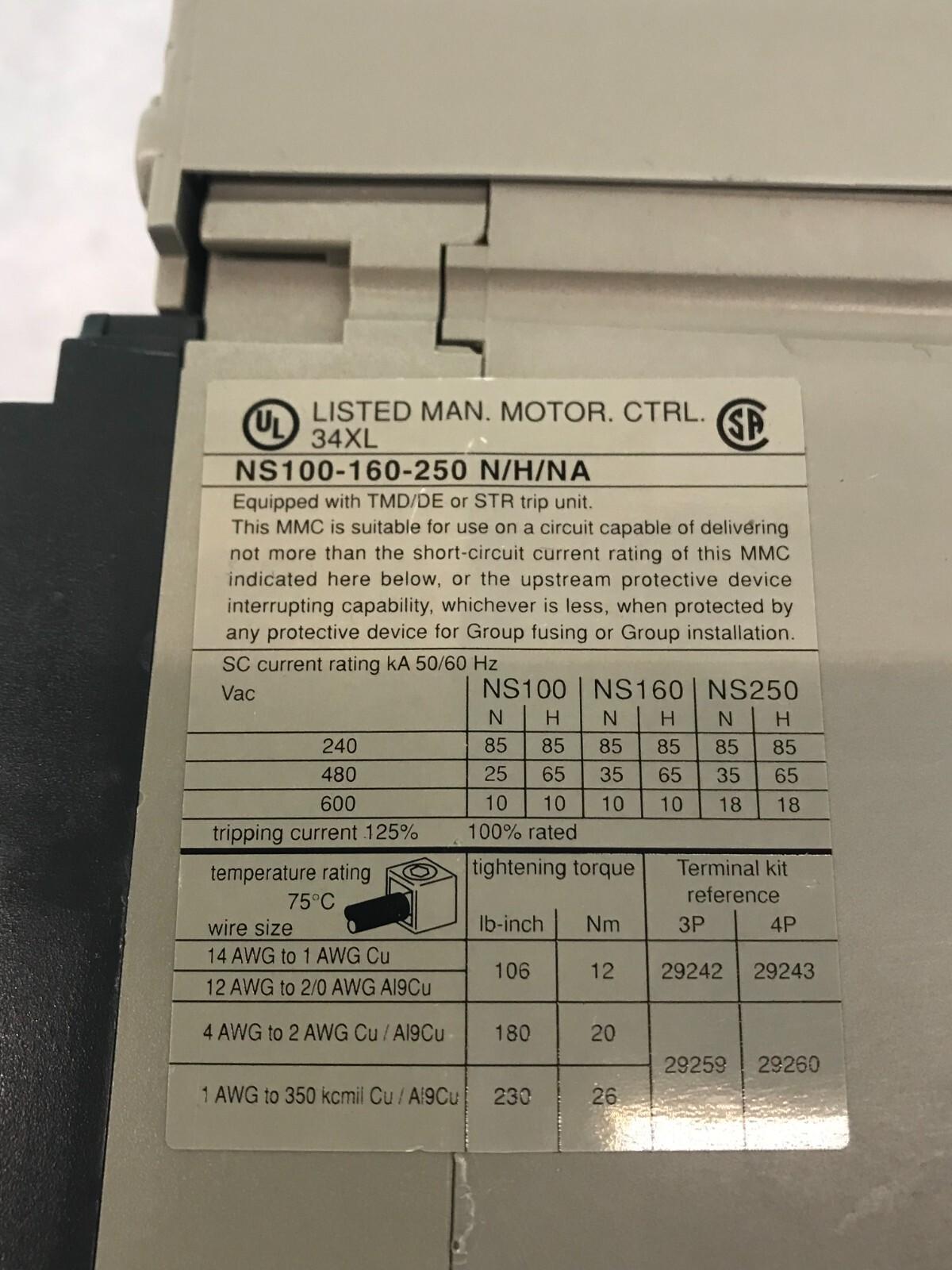 MERLIN GERIN CIRCUIT BREAKER NS 160N NS100-160-250 N/H/NA
