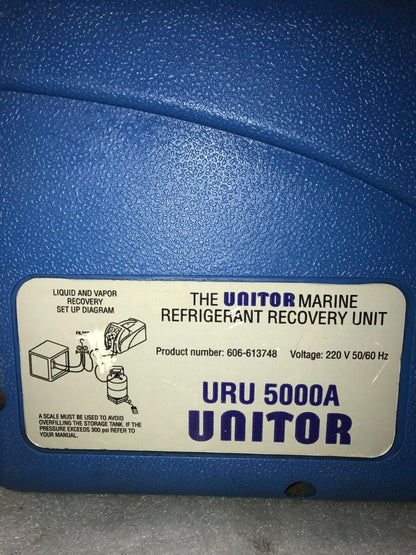 UNITOR URU 5000A PROMAX REFRIGERANT RECOVERY UNIT RG5410A-E-220V-LP 606-613748
