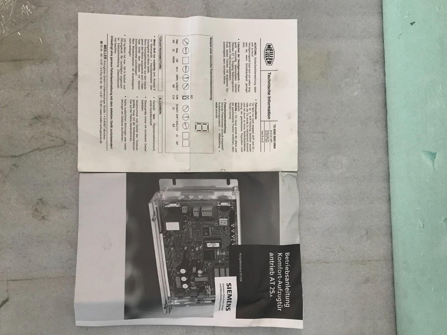 SIEMENS Comfort lift door controller AT 25 A 162790/2