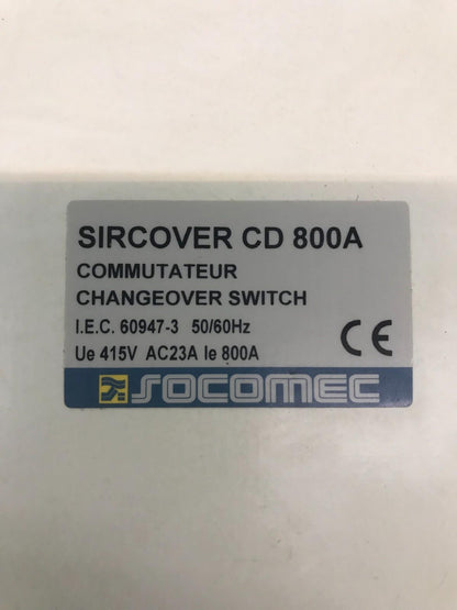 SOCOMEC SIRCOVER CD 800A COMMUTATEUR CHANGEOVER SWITCH 60947-3