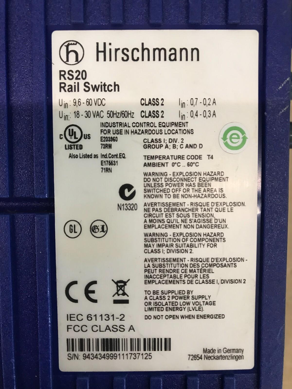 Interruttore a binario HIRSCHMANN RS20-0800M4T1SDHUHH IEC 61131-2