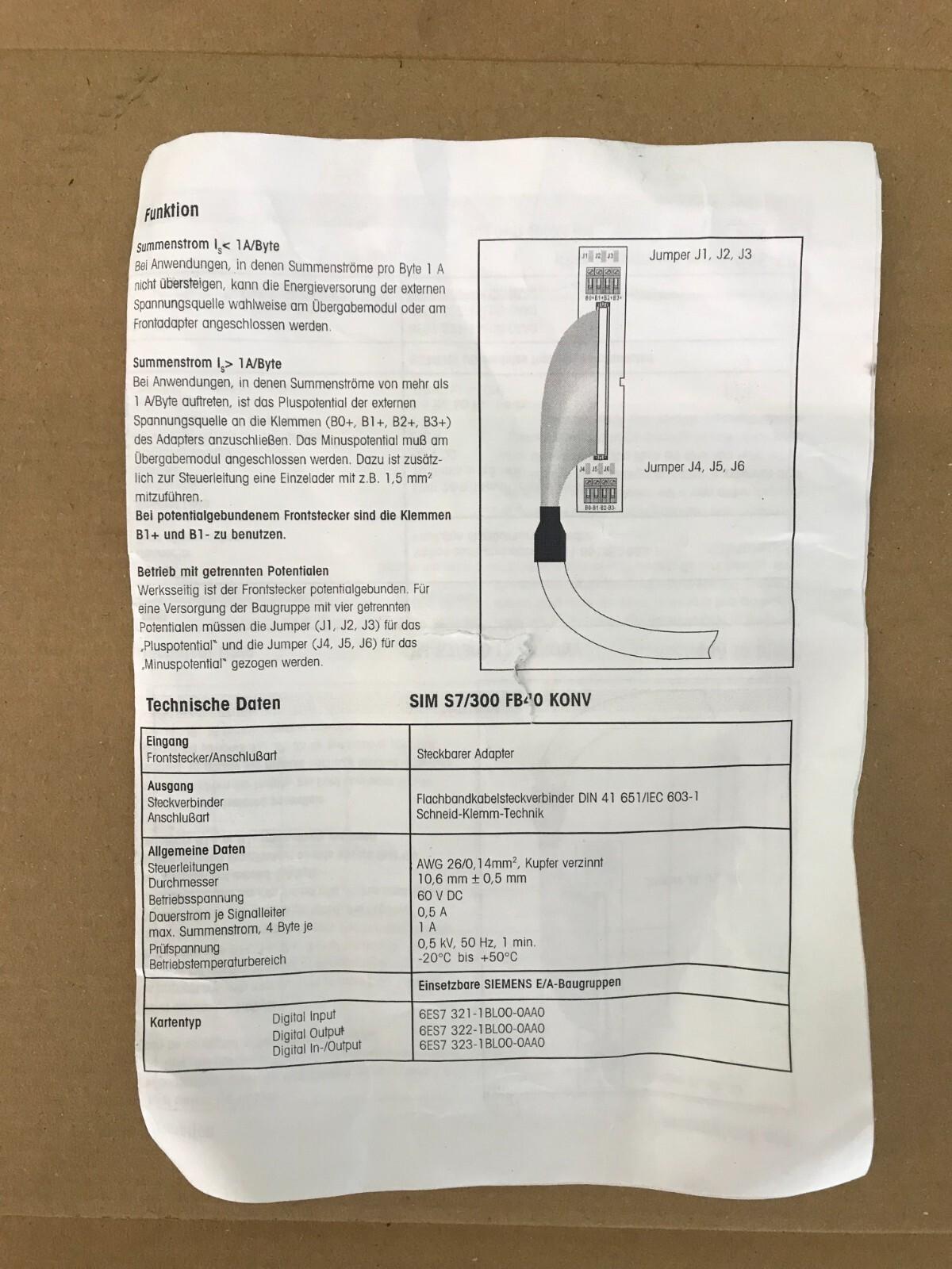 Weidmüller SIM S7/300 FB40 2.0M 8433290200 Q-06-1484-050602