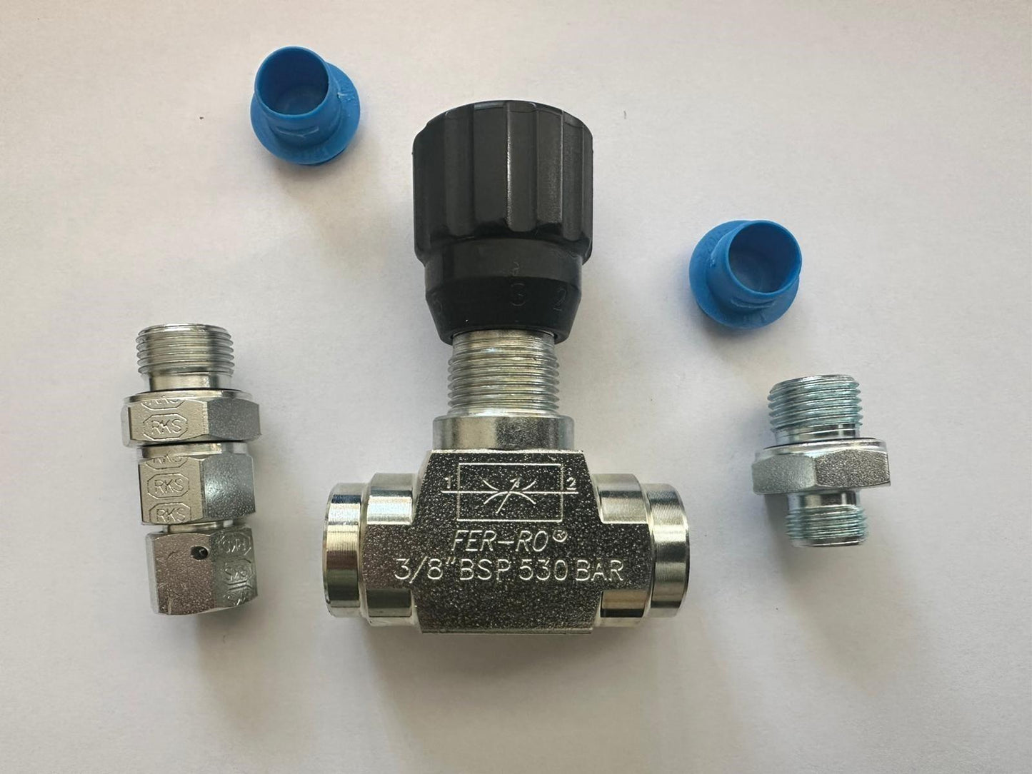 3/8 Hydraulic Flow Control Valve BSP-G3/8 For Mini Excavator 3/8 to Metric 14
