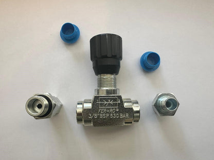 3/8 Hydraulic Flow Control Valve BSP-G3/8 For Mini Excavator 3/8 to Metric 14