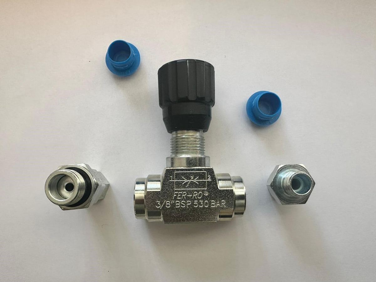 Vanne de régulation de débit hydraulique 3/8 BSP-G3/8 pour mini pelle 3/8 à m...