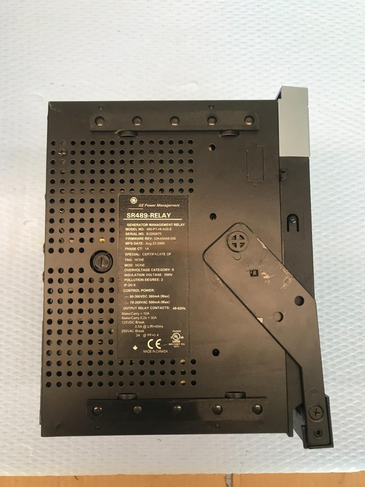 GE POWER MANAGEMENT 489-P1-HI-A20-E RELÉ DE GESTIÓN DEL GENERADOR ENVÍO RÁPIDO