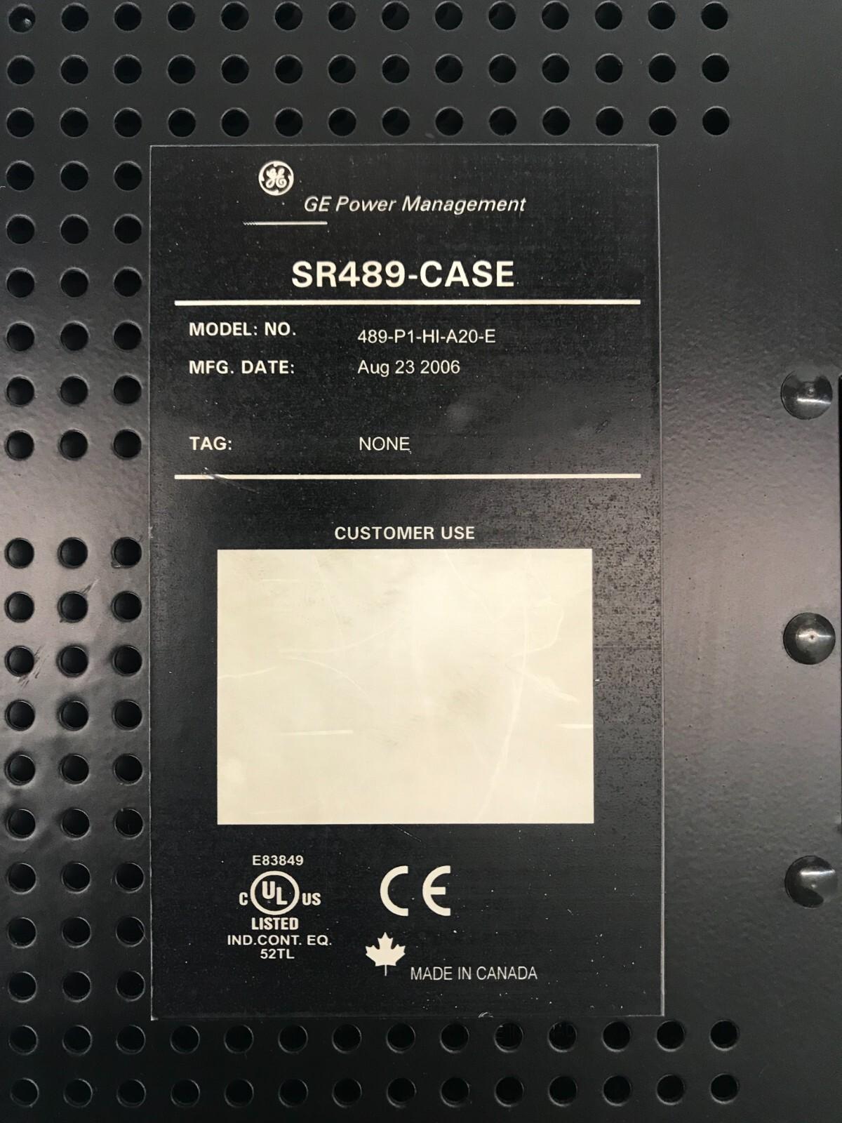 GE POWER MANAGEMENT 489-P1-HI-A20-E RELÉ DE GESTIÓN DEL GENERADOR ENVÍO RÁPIDO