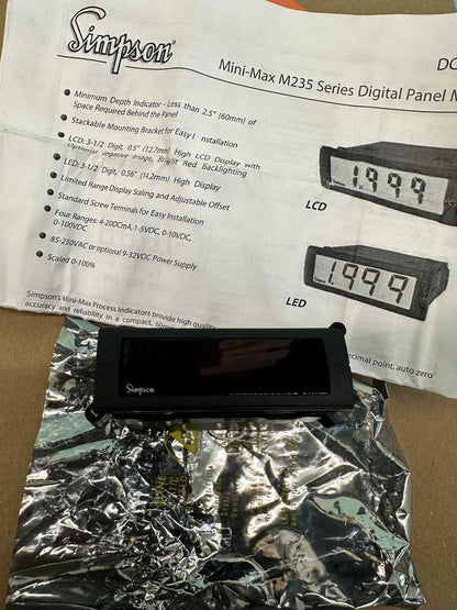 Medidores de panel digital Simpson Electric Company M235-1-0-71-0 DCP 4-20mA ...