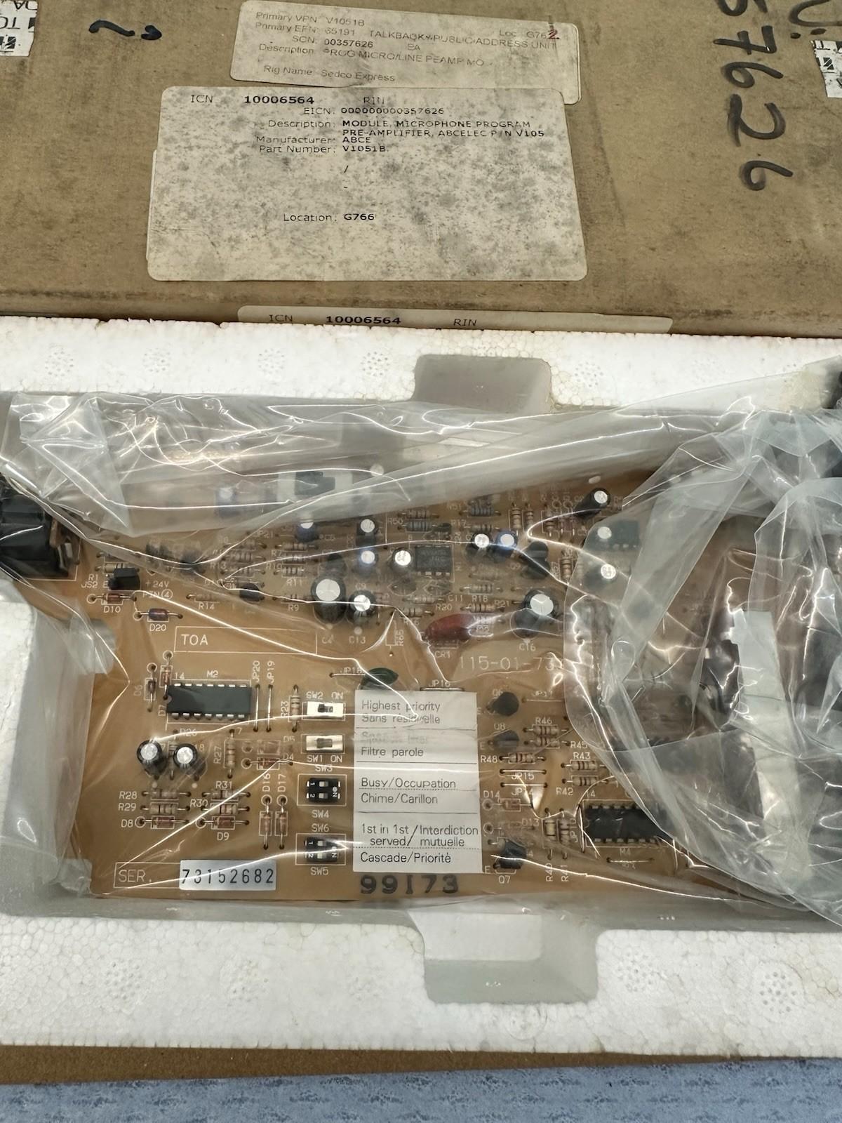 TOA V1051B 115-01-733-5A TALKBACK PUBLIC ADRESS UNIT Fast Shipping