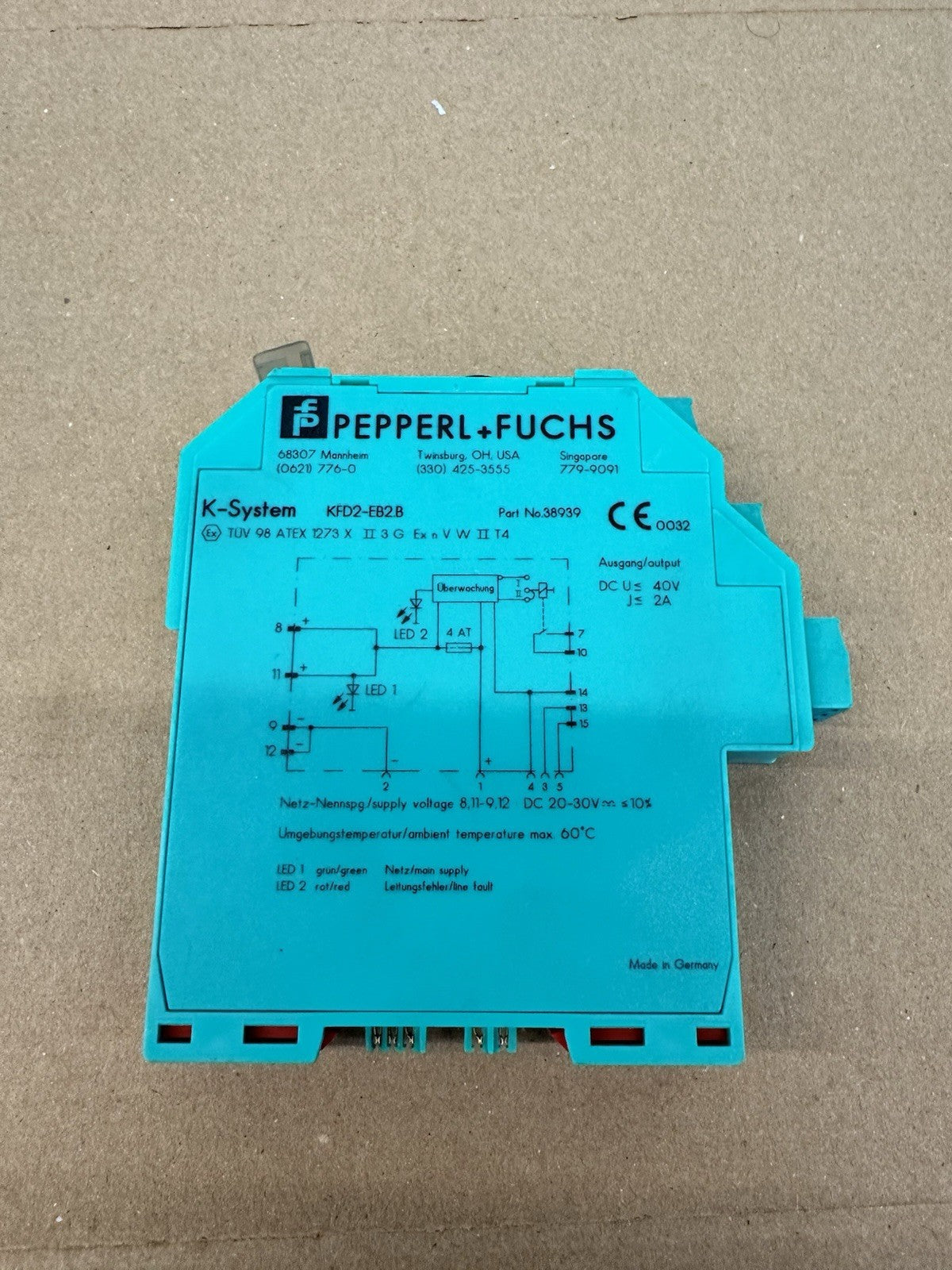 PEPPERL + FUCHS KFD2-EB2.B K-SYSTEM PART NO 38939 spedizione veloce