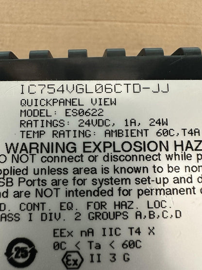 GE FANUC IC754VGL06CTD-JJ VISTA PANEL RÁPIDO MODELO ES0622 Envío rápido