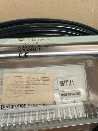 GE DRUCK PTX 1830 1830-3959 LEVEL SENSOR 1-2 BAR Fast Shipping