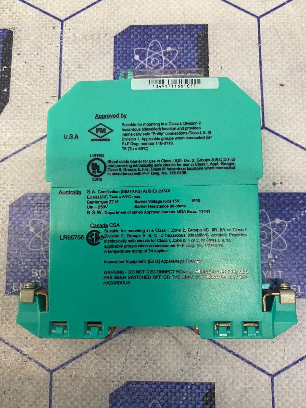 Pepperl Fuchs Z Series Z715 71776 Safe Snap Barrier Module