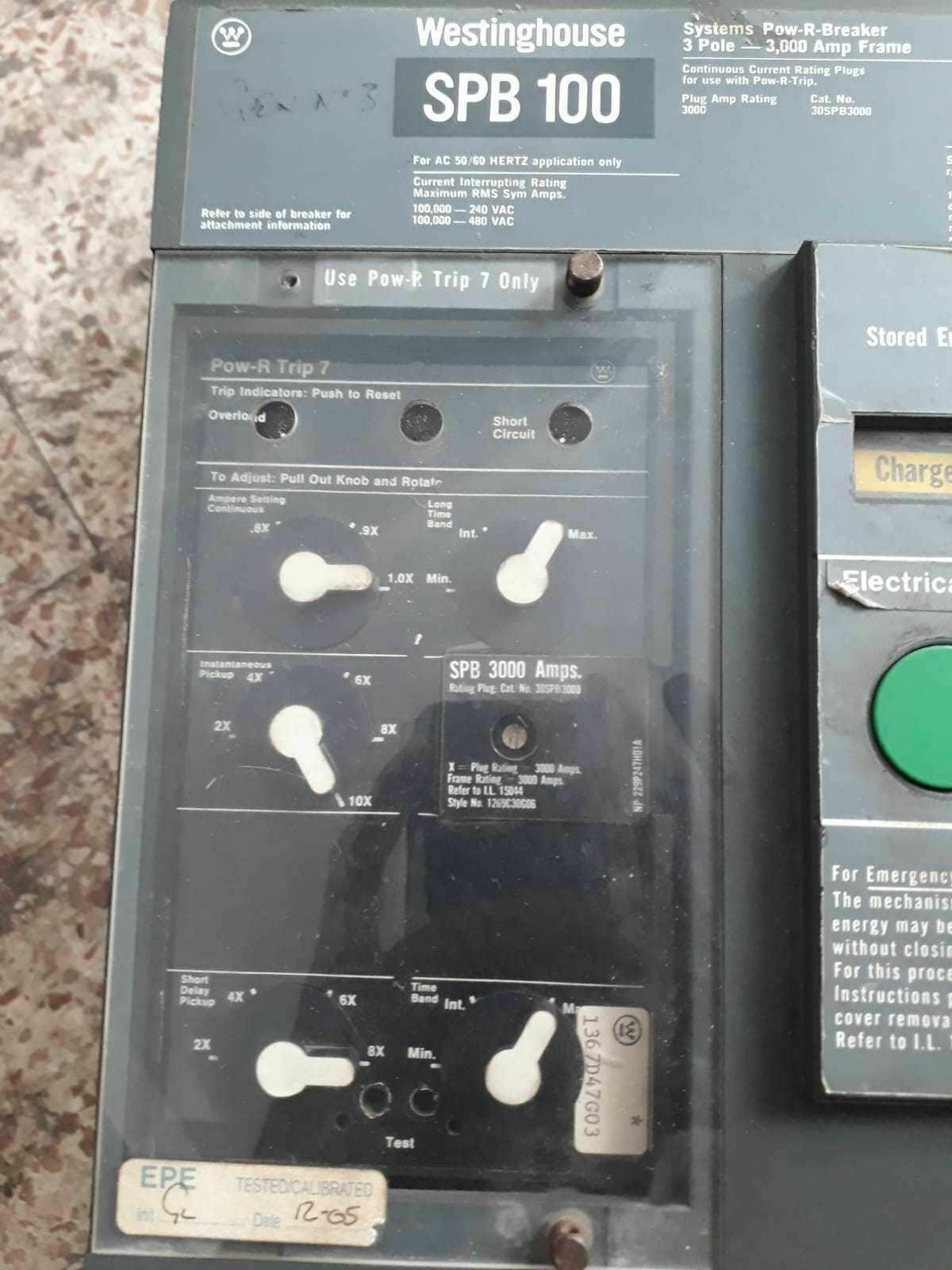 SPB100-3000A LSIG 3000A CUTLER HAMMER WESTINGHOUSE SPB100 3000A ship by Dhl Exp.