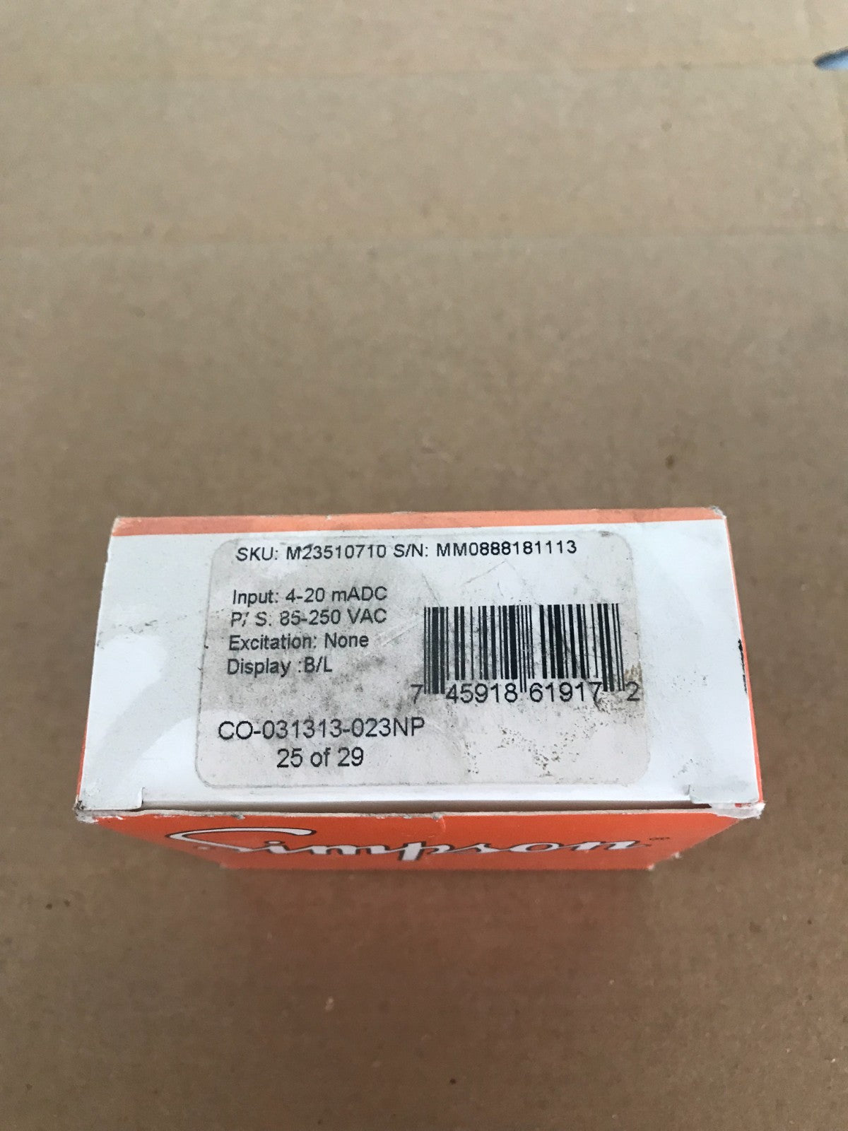 GENUINE SIMPSON ELECTRIC M23510710 MINI-MAX PANEL METER LIVRAISON RAPIDE