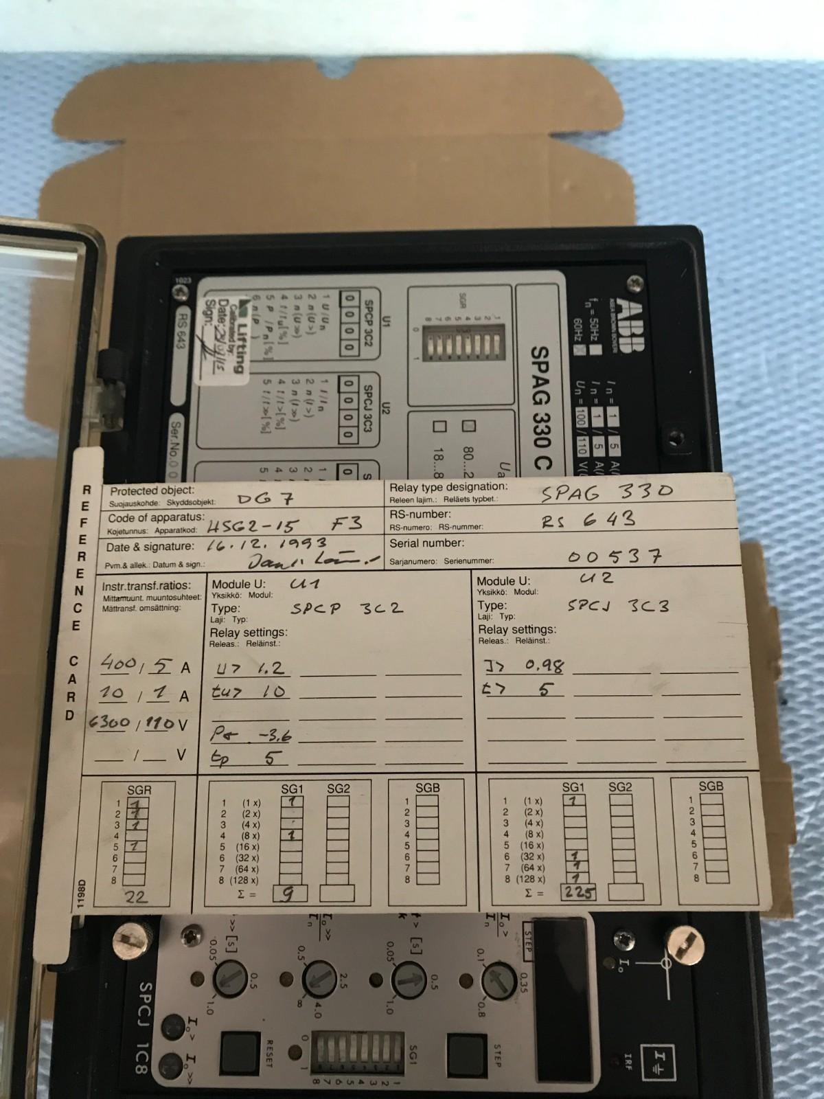 ABB SPAG 330 C DIFFÉRENTIEL RELAIS USG2 - 15 F3 LIVRAISON RAPIDE