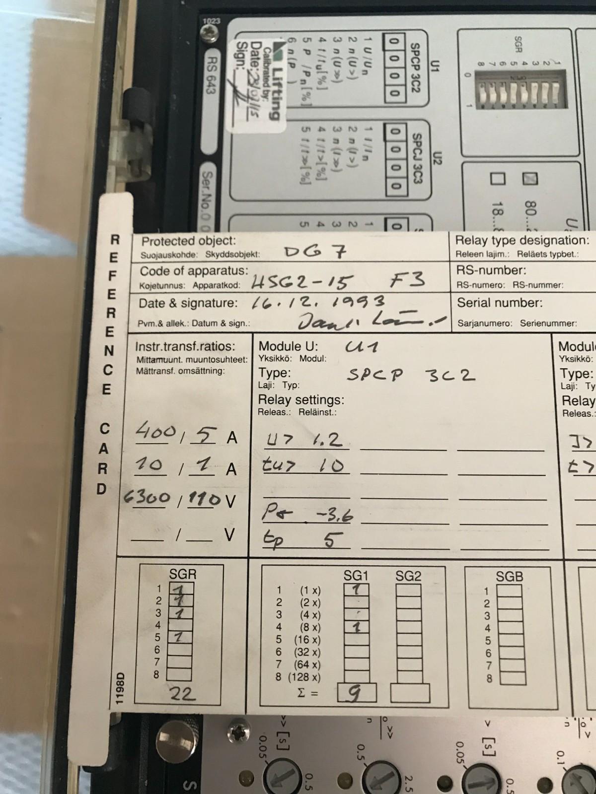 ABB SPAG 330 C RELÉ DIFERENCIAL USG2 - 15 F3 ENVÍO RÁPIDO