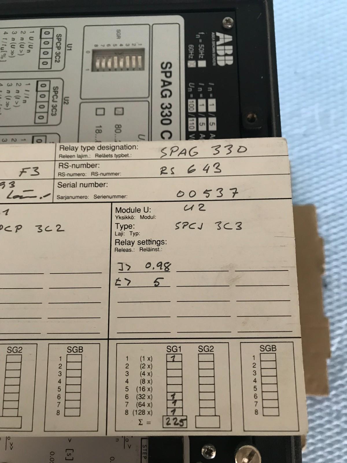 RELÈ DIFFERENZIALE ABB SPAG 330 C USG2 - 15 F3 SPEDIZIONE VELOCE