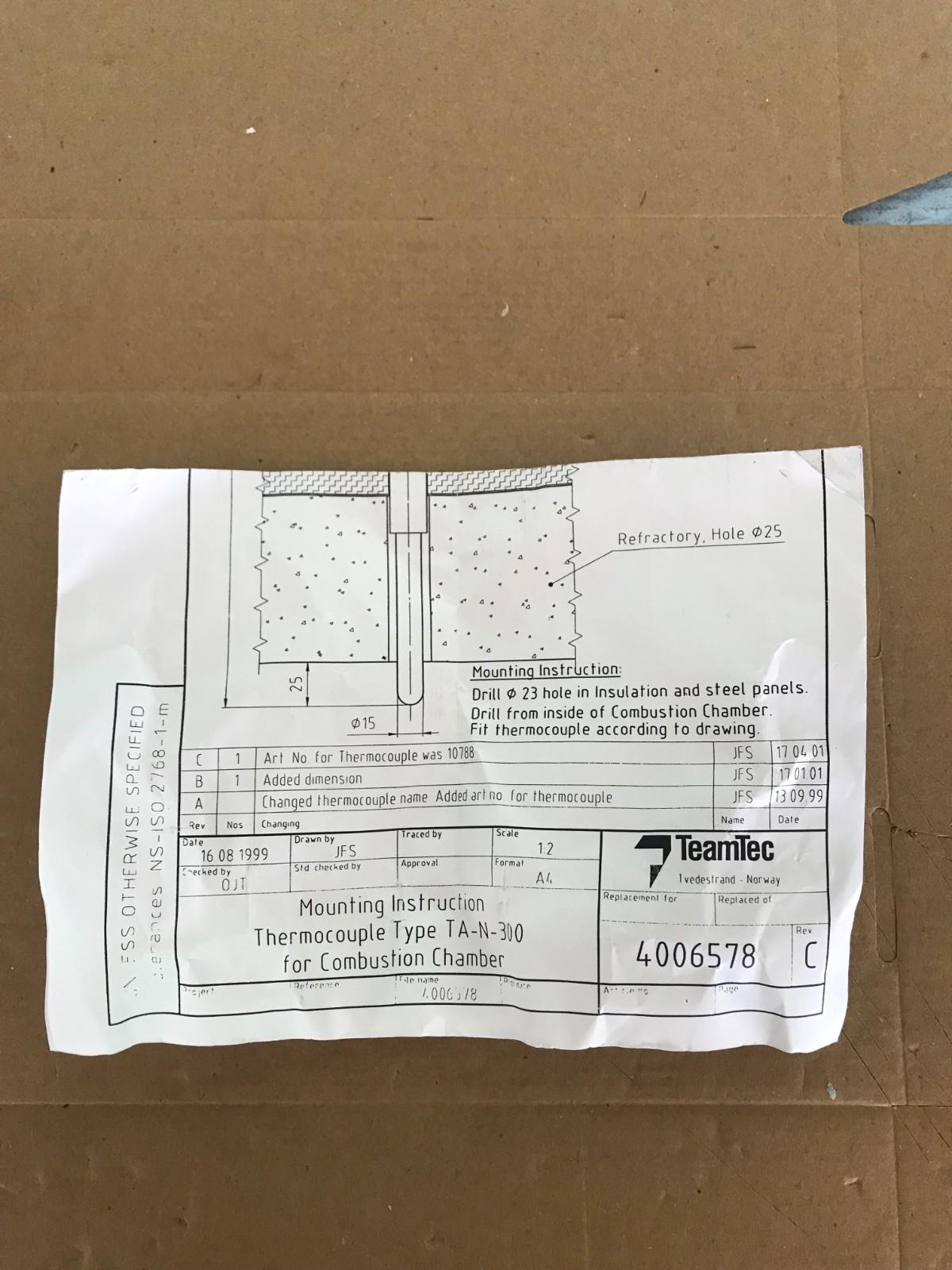 TEAMTEC TYPE N TEMPERATURE SENSOR NiCrSiL-NiSiL Fast Shipping