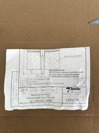 TEAMTEC TYPE N TEMPERATURE SENSOR NiCrSiL-NiSiL Fast Shipping