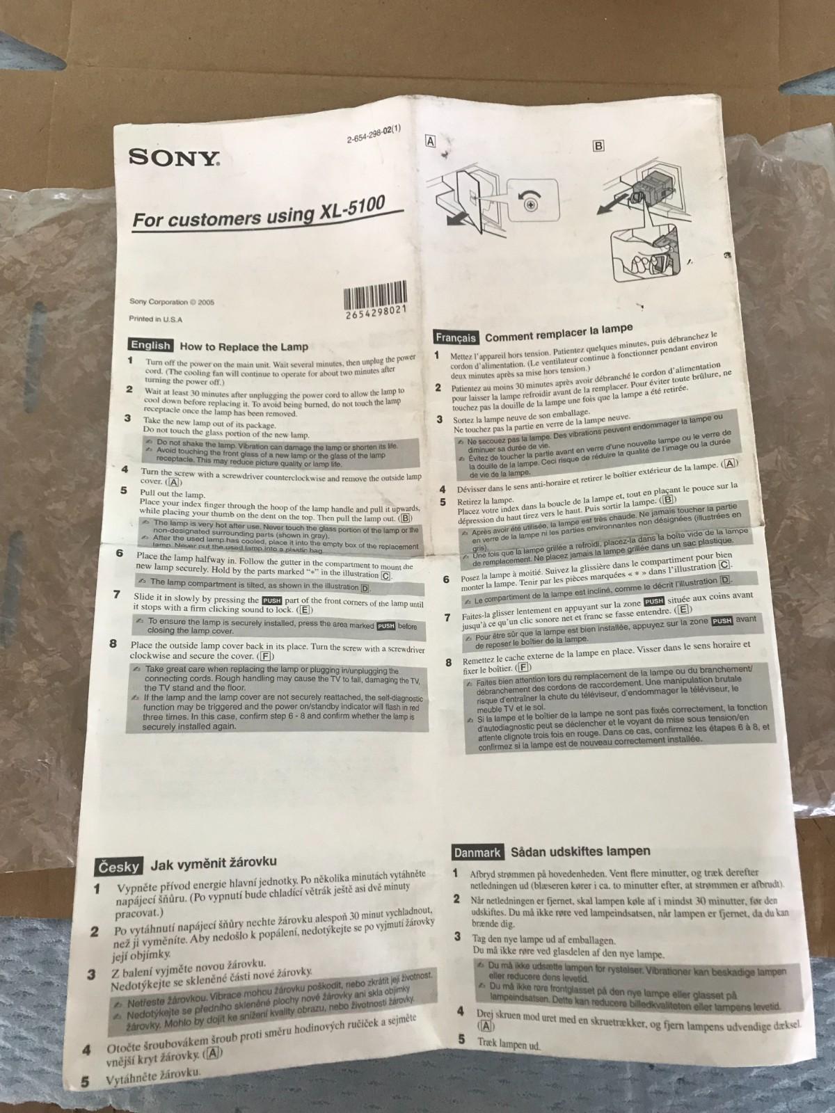Sony XL-5100 REPLACEMENT LAMP & HOUSING  Fast Shipping