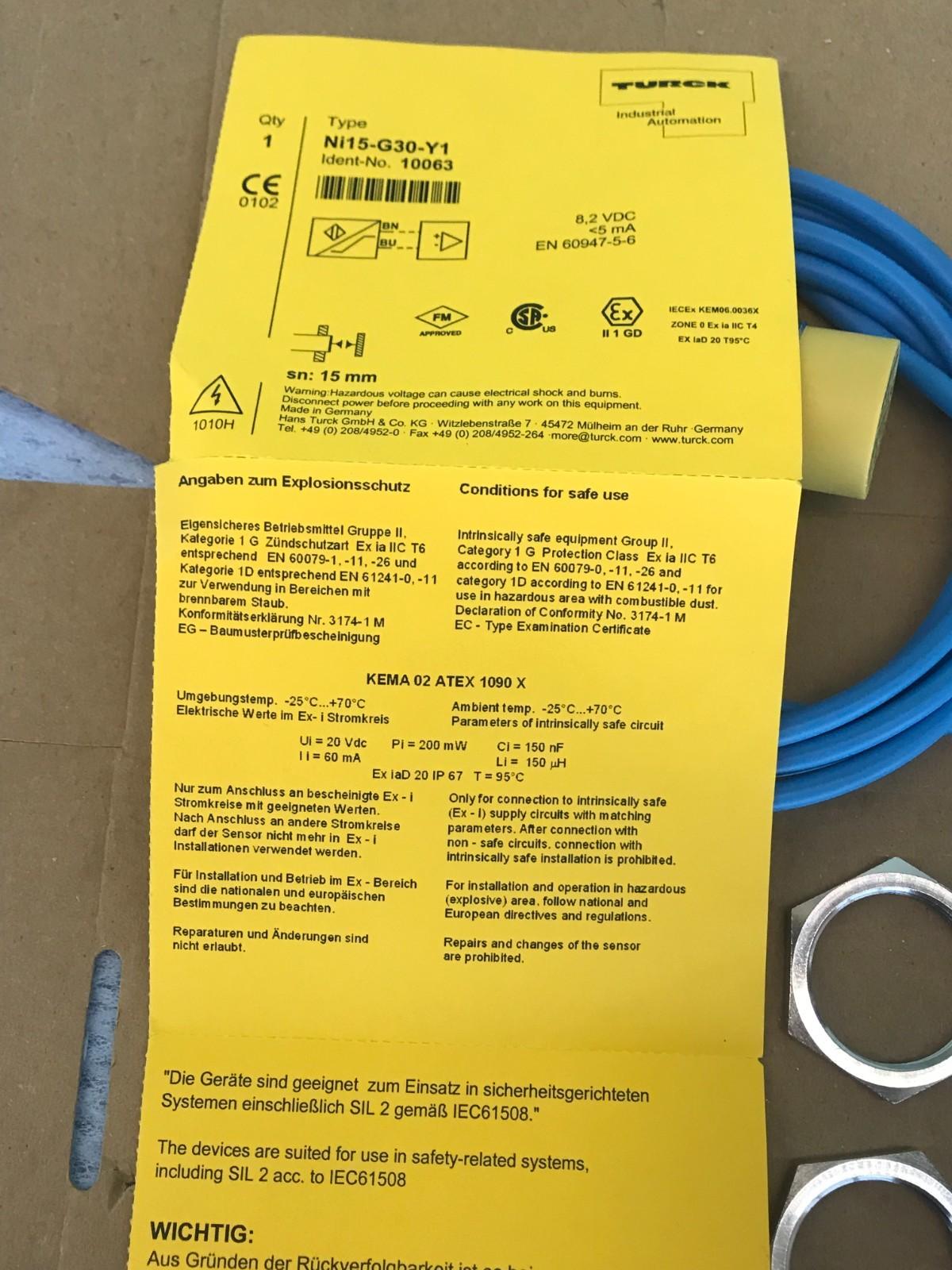 TURCK Ni15-G30-Y1 Inductive Sensor NI15-G30-Y1 Fast Shipping