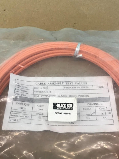 ST-ST DUPLEX PATCHCORD OPTIC FIBRE EFE073-010M STST62DOR10 Fast Shipping