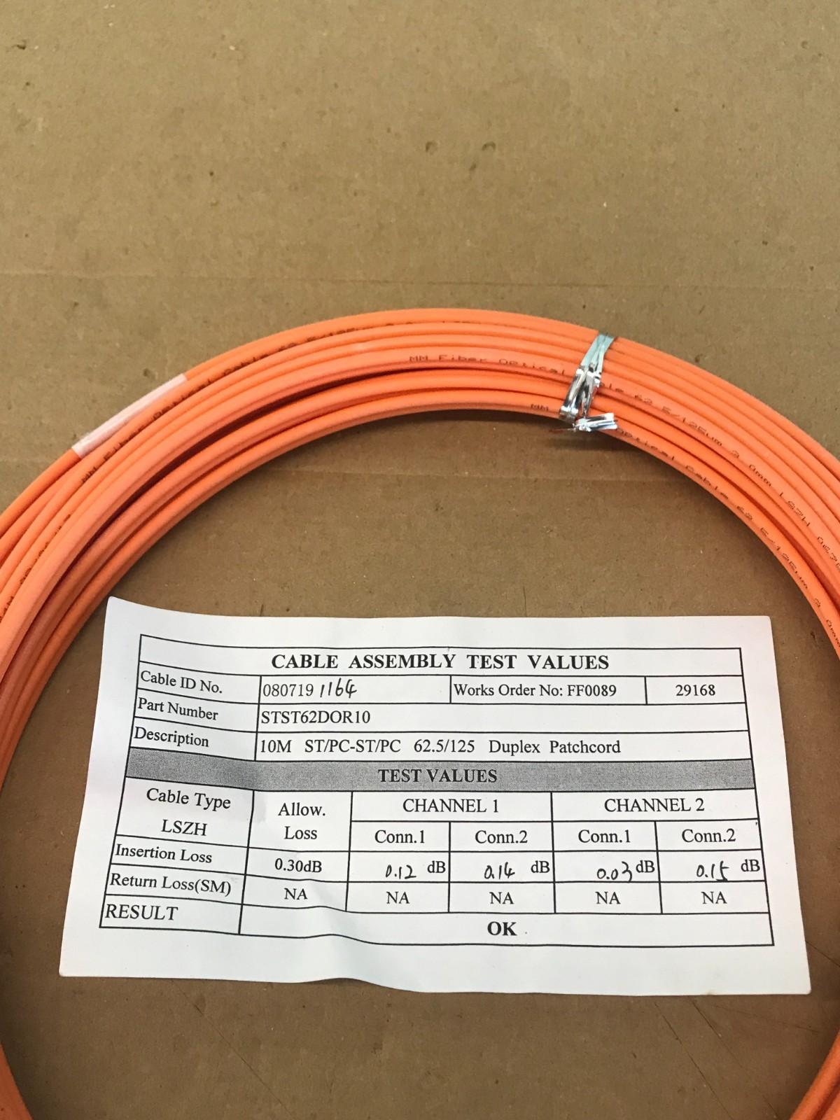 ST-ST DUPLEX PATCHCORD OPTIC FIBRE EFE073-010M STST62DOR10 Fast Shipping