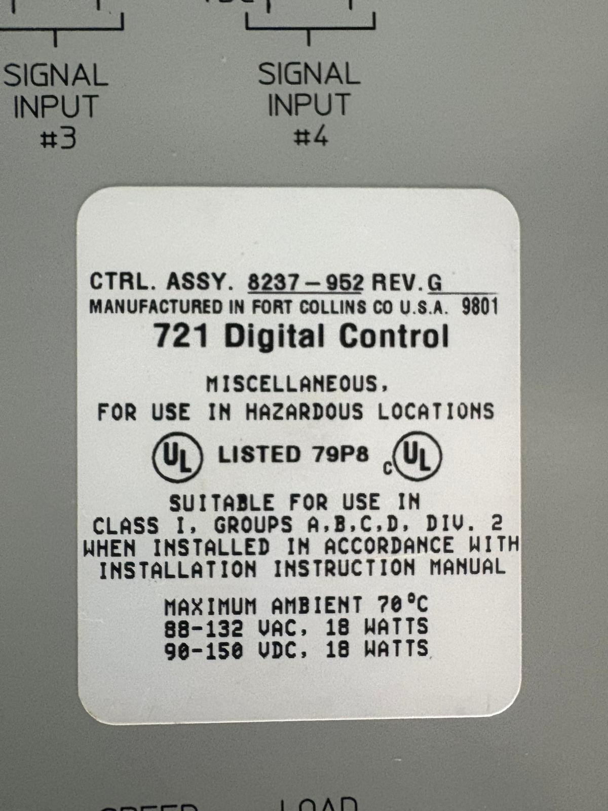 Woowdward 721 Digital Control 8237-952 Parte 8280-302 Envío rápido