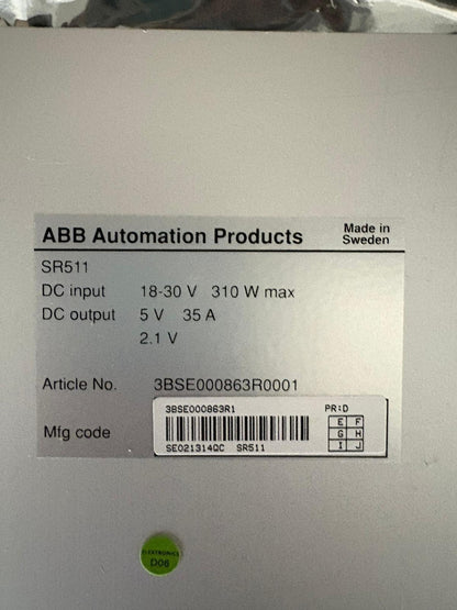 MODULE D'ALIMENTATION ABB SR511 3BSE000863R0001 Livraison rapide