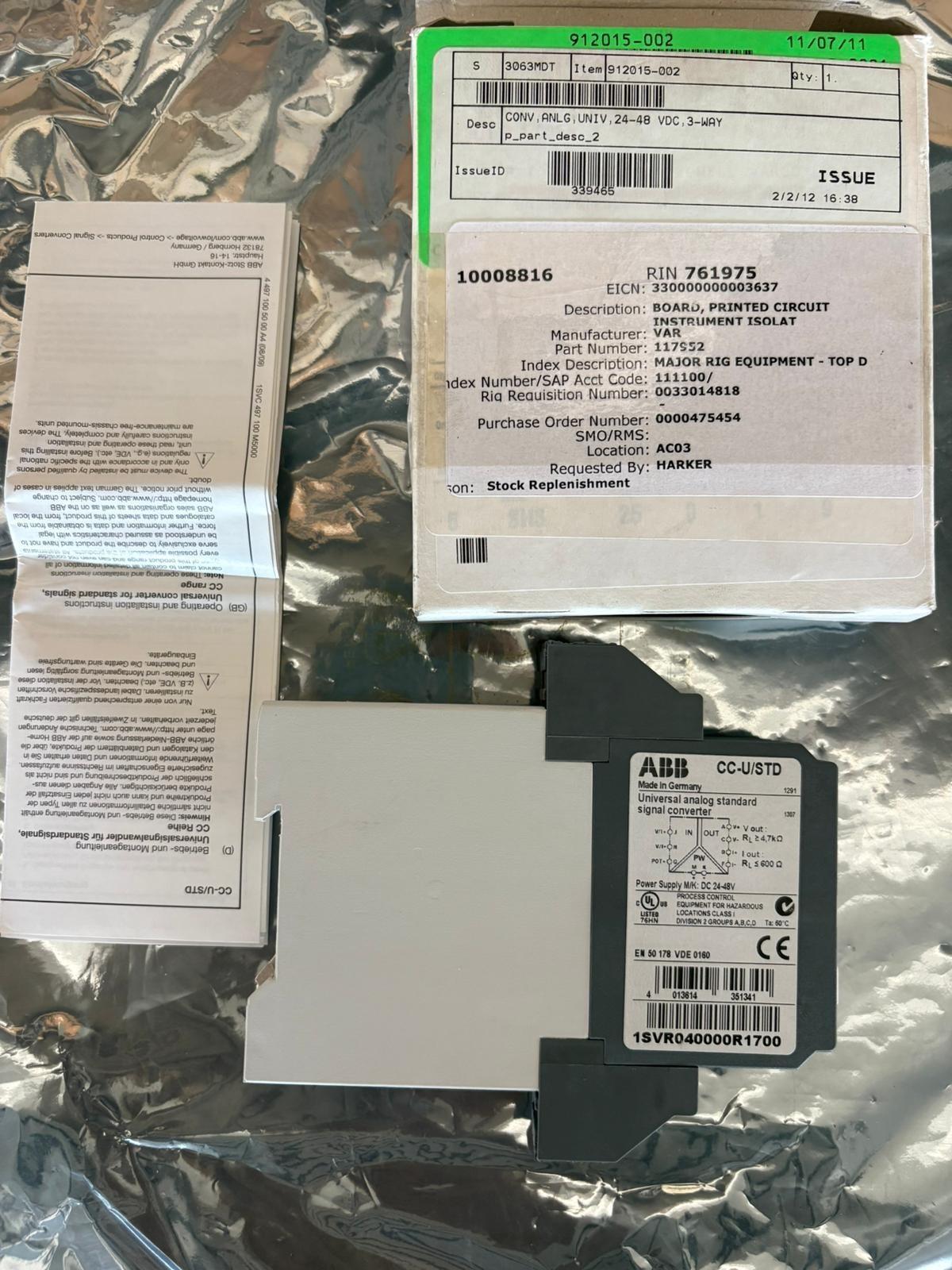 Convertidor de señal analógica ABB 1SVR040000R1700 CC-U/STD envío rápido