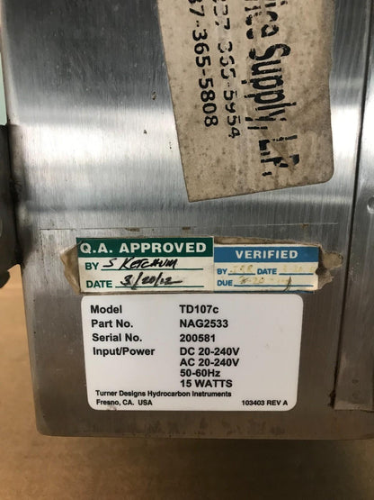 NAG MARINE TD-107c Nag2533 MONITOR DE CONTENIDO DE ACEITE TD-107 103403 REV:A