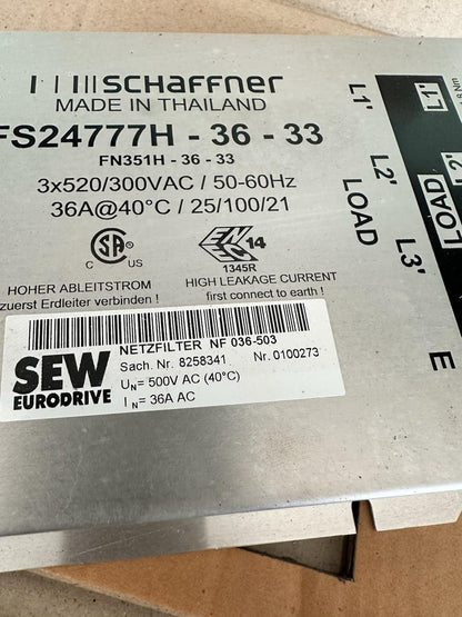 FILTRO SCHAFFNER FS24777H-36-33 COSER NF 036-503 8258341 Envío rápido