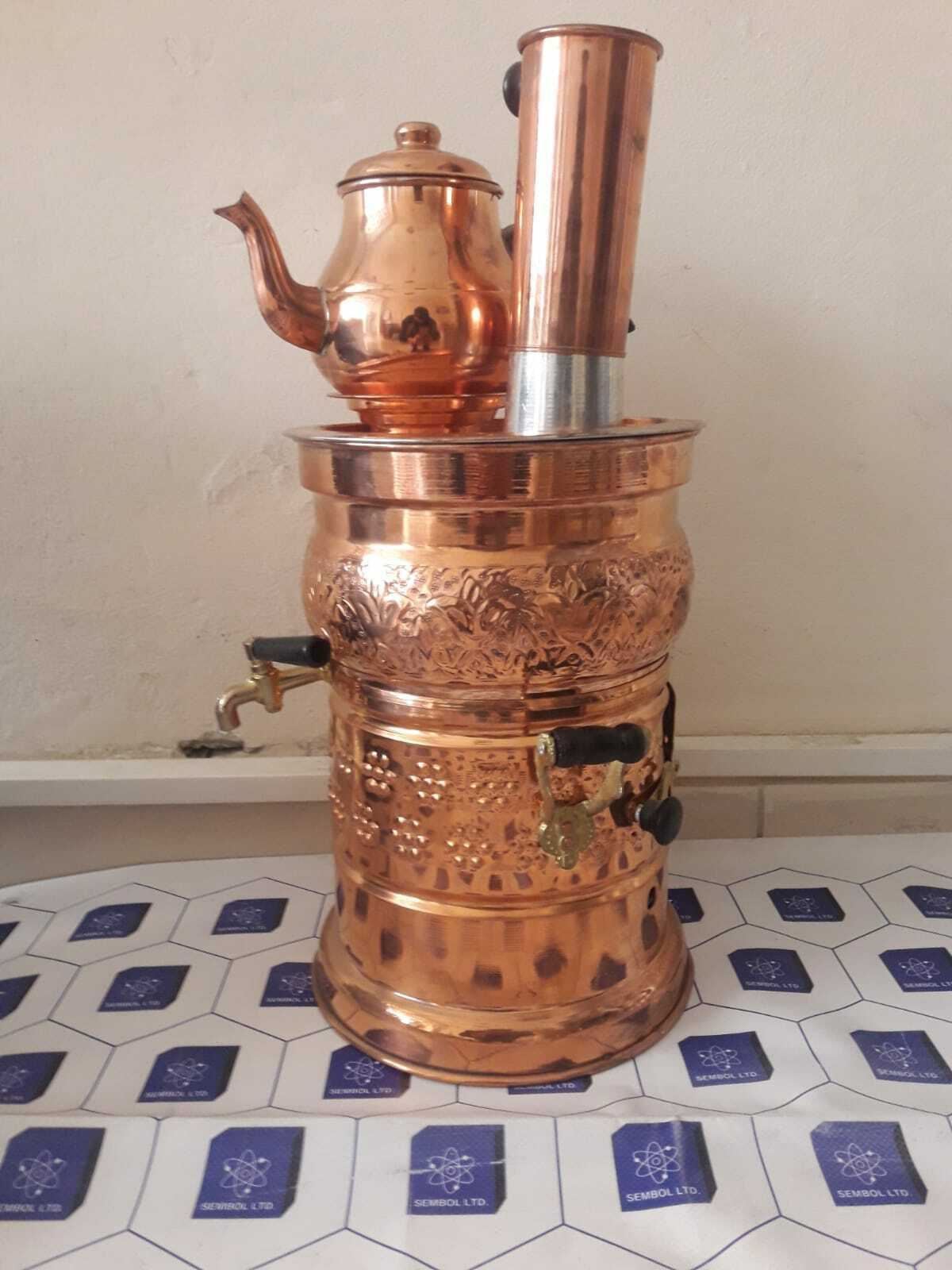 Turkısh Handmade tinned copper samovar teapot