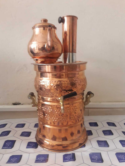 Turkısh Handmade tinned copper samovar teapot
