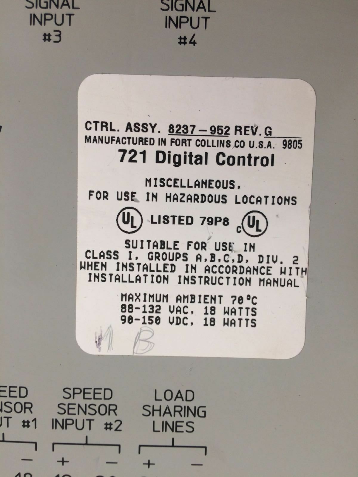 Woodward 8237-952 Wartsila 721 Digital Control 8280-302