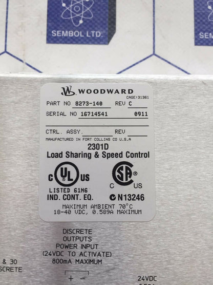 WOODWARD 8273-140 REV C (Replaces 8273-101) Free Express Shipping