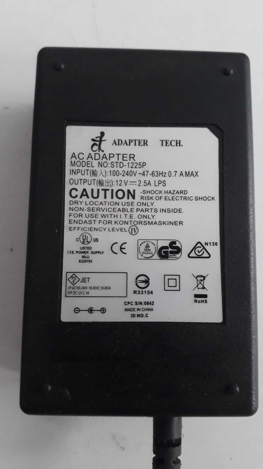 AC ADAPTER TECH. STD-1225P  12V