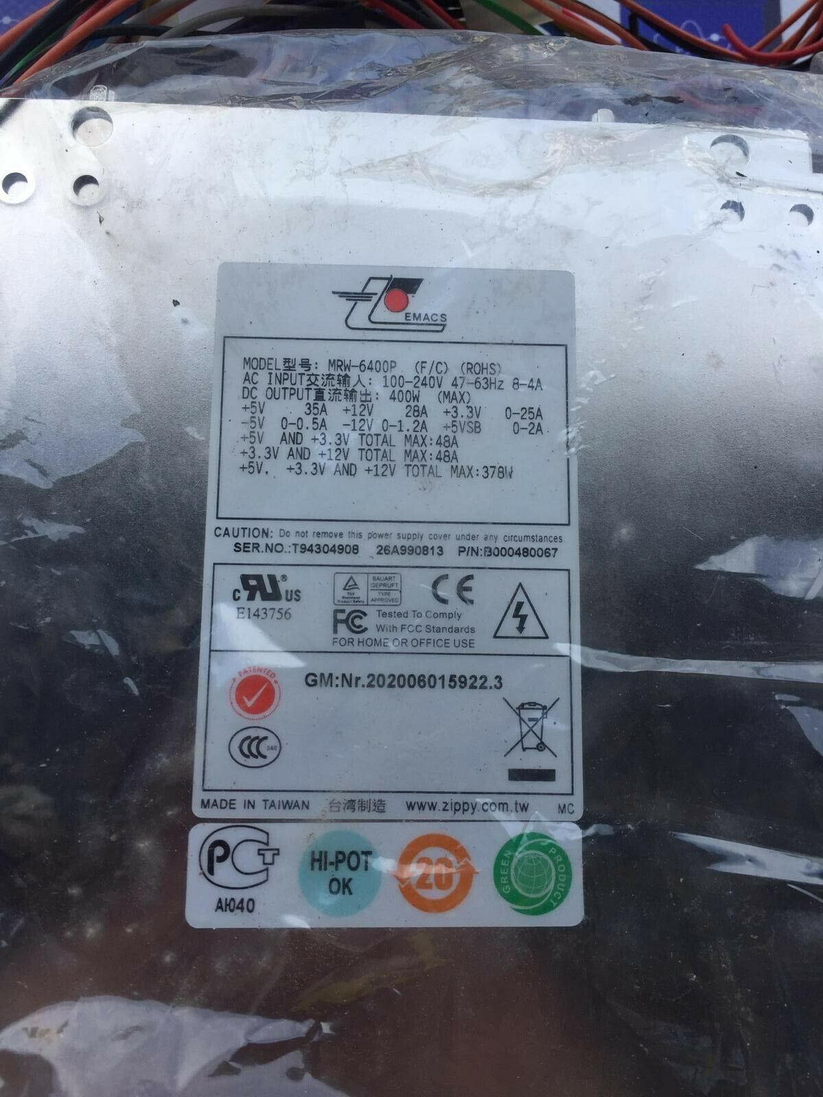 EMACS Mrw-6400p 400w Server Power Supply