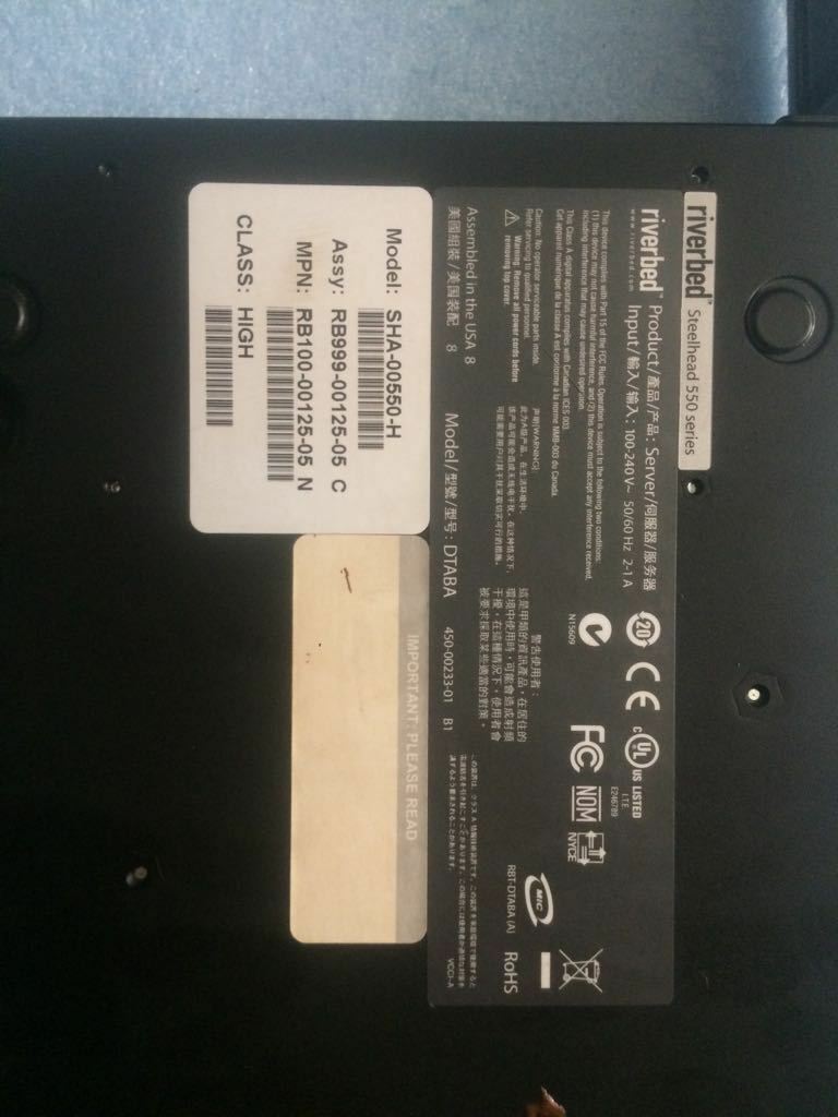 Riverbed Sha-00550-h Steelhead 550 Series Application Accelerator 600 Connection