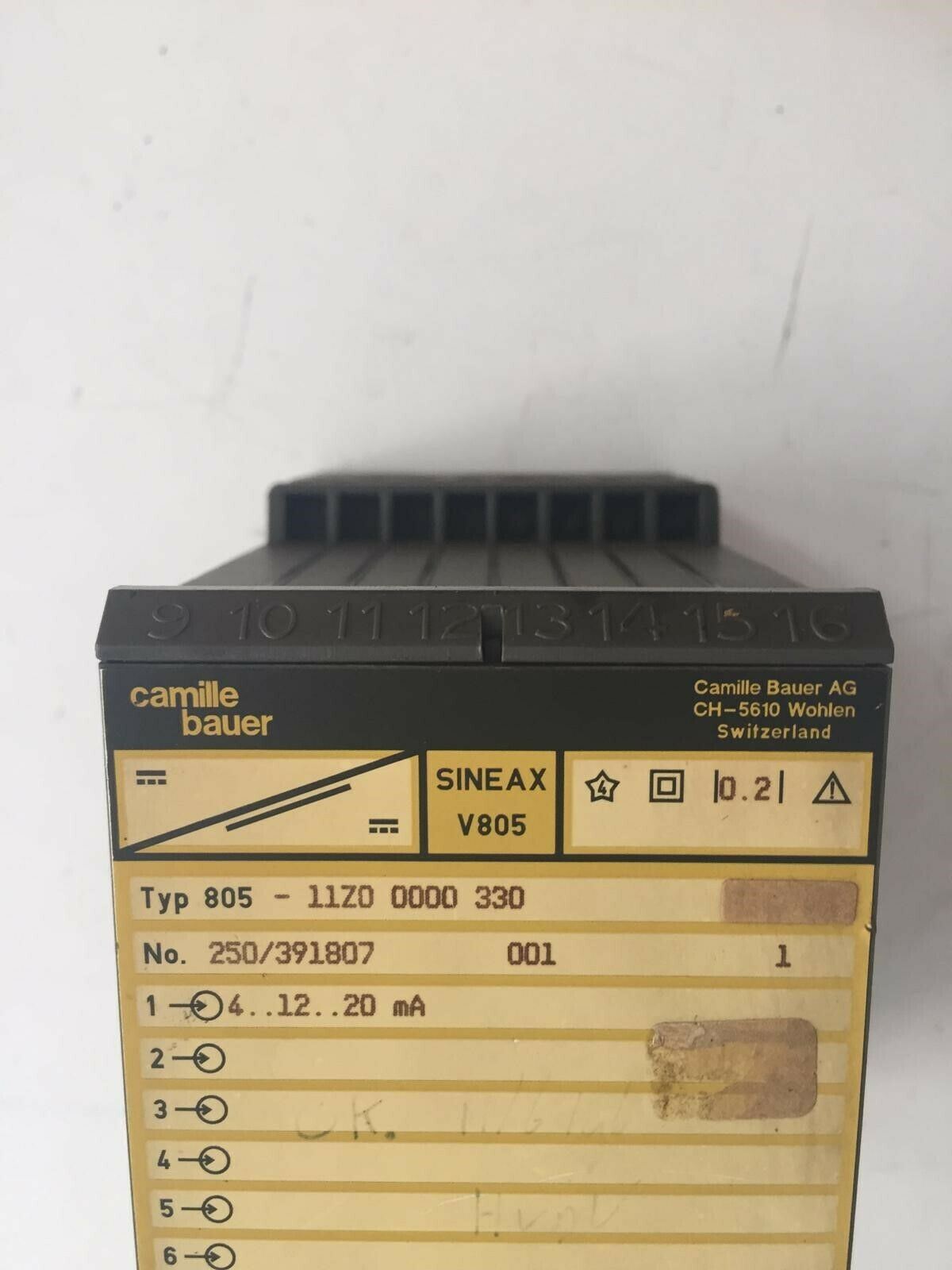 CAMILLE BAUER AG CH-5610 SINEAX V805 WOHLEN