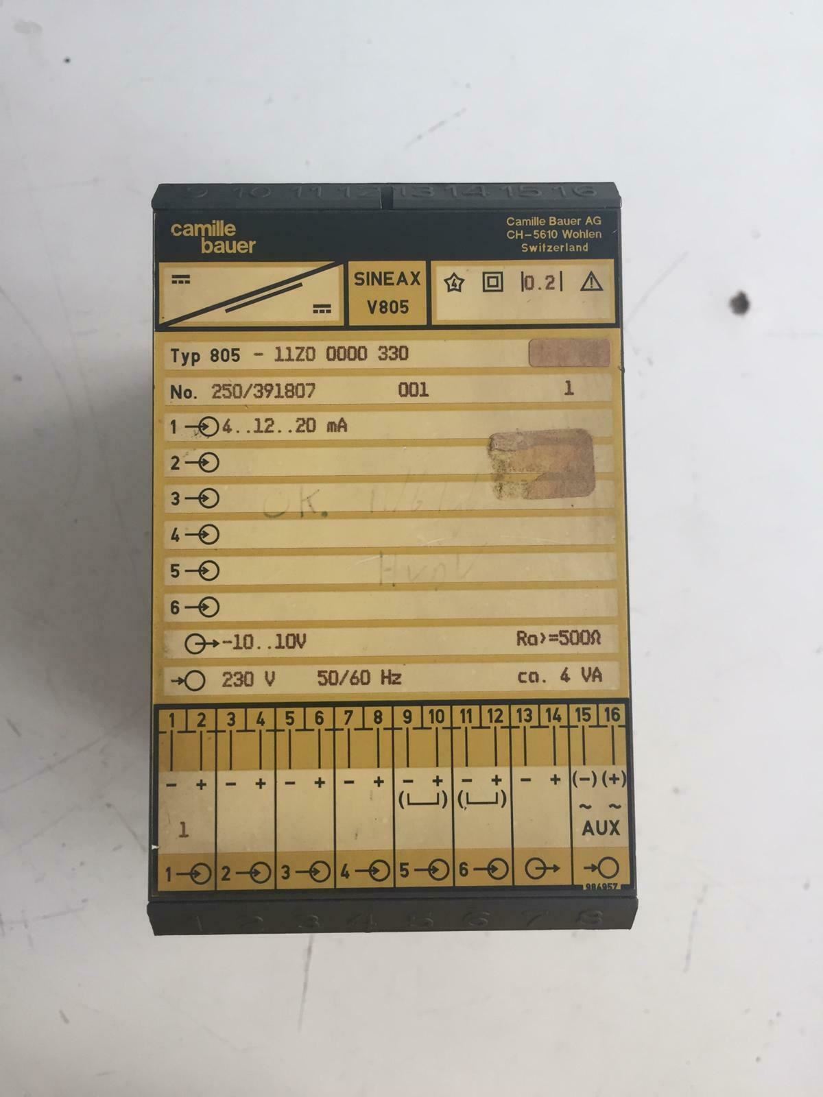 CAMILLE BAUER AG CH-5610 SINEAX V805 WOHLEN
