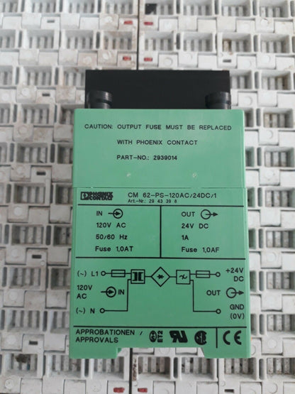 Phoenix Contact Cm 62-ps-120ac/24dc/1 Power Supply 120 Volt in 24 VDC out