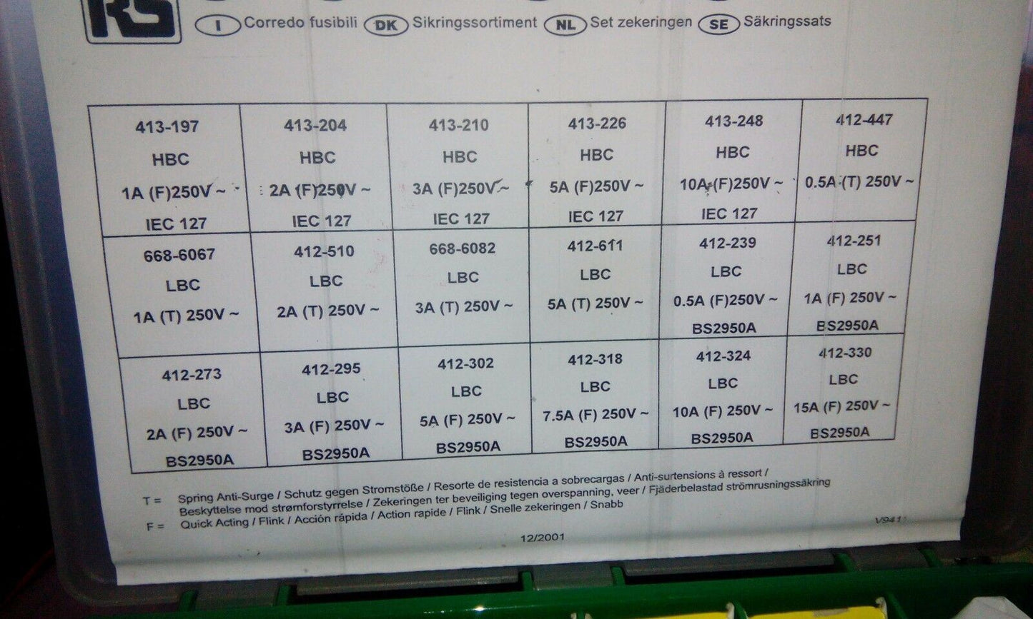 HBC 1A IEC 127 GLASS FUSES SET