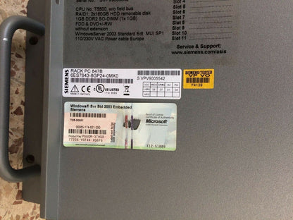 SIEMENS SIMATIC RACK PC 847B 6ES7643-8GP24-0MX0