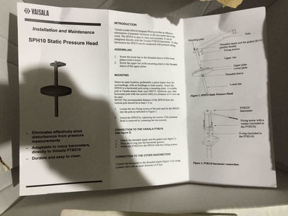 Vaisala SPH10 Static Pressure Head