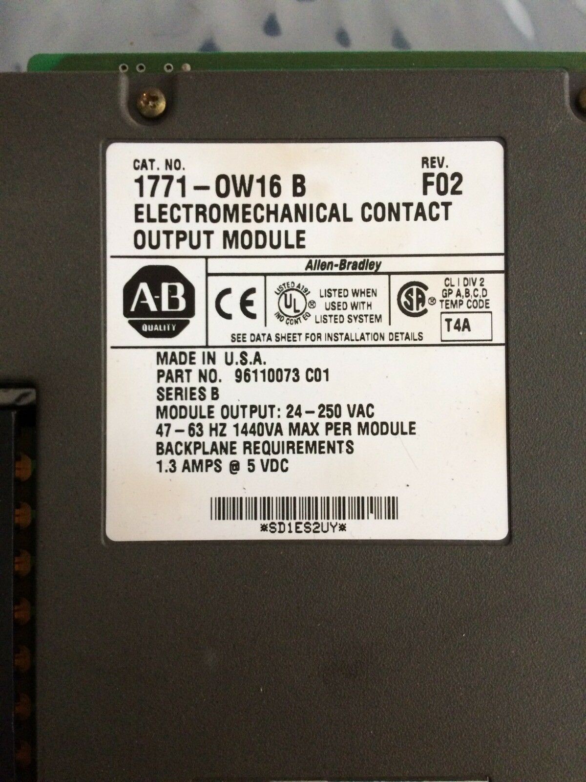 Allen Bradley 1771-OW16/B Rev F02