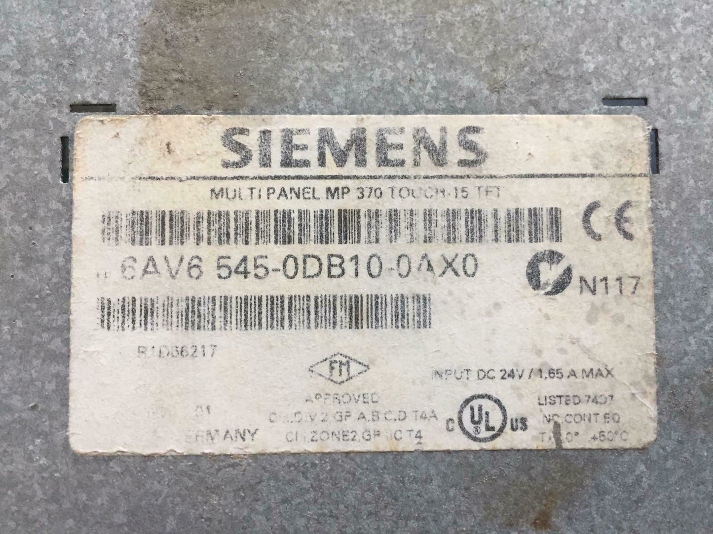 Siemens 6AV6545-0DB10-0AX0 6AV6 545-0DB10-0AX0 Simatic MP370 Touch-15 Panel