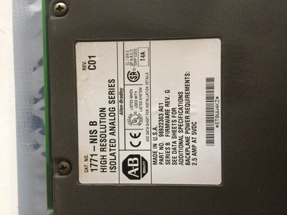 ALLEN-BRADLEY 1771-NIS B  REV C01 96922303 HIGH RESOLUTION ISOLATED ANALOG SERIE